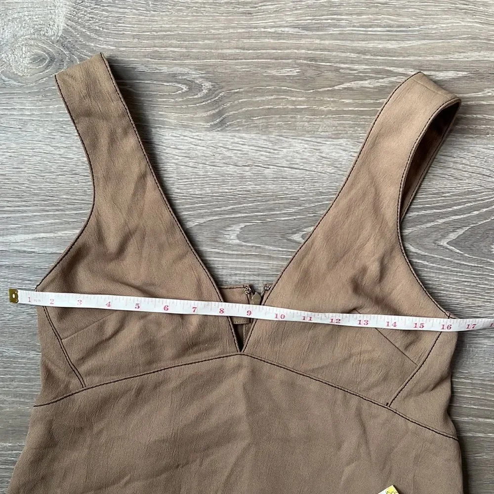 PROENZA SCHOULER White Label Plunge Rumpled Pique Top In Khaki - Picture 9 of 11